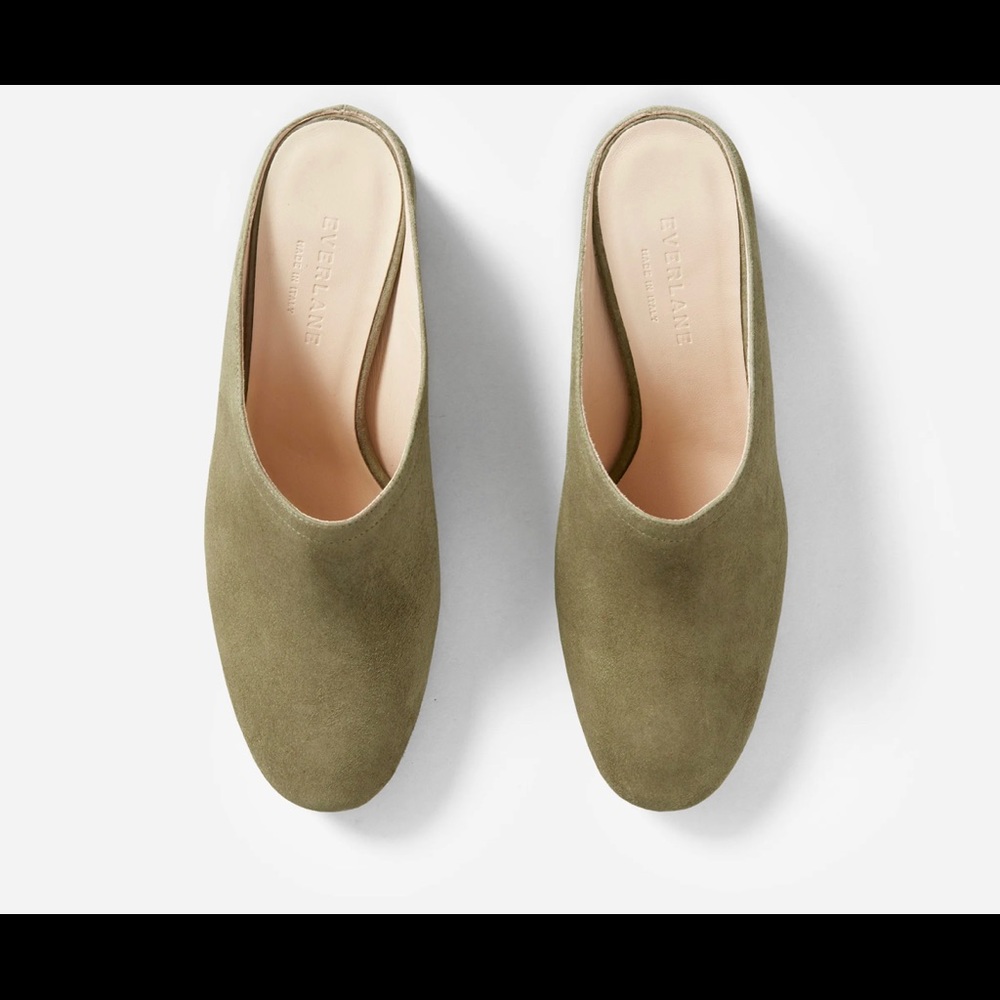 Everlane Day Heel Mule Olive Suede 7